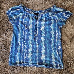 Grace Elements Blue and White Patterned Blouse